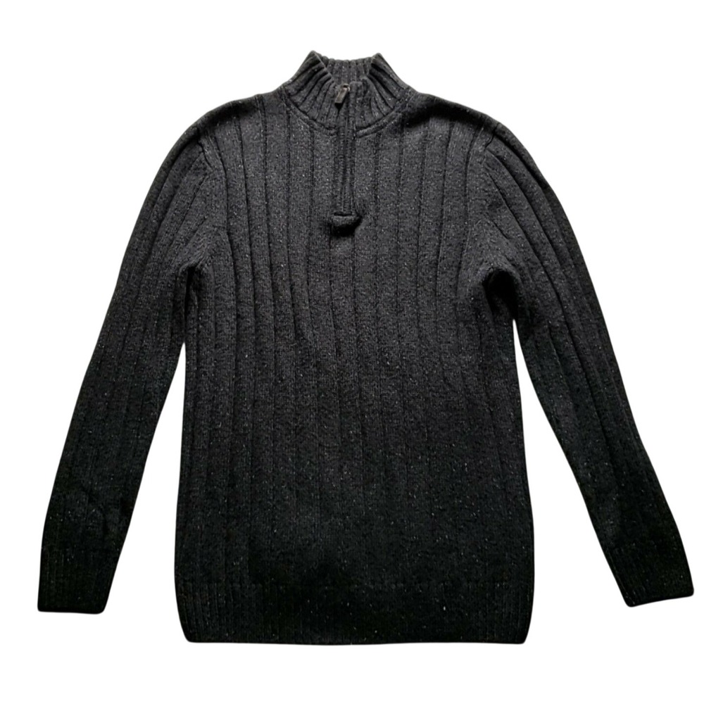 Outdoor Life Sweater Mens Large Gray Ribbed Quarter Zip Mock Neck Knit Pullover
